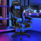 ELFORDSON Gaming Chair with 2-point Massage Lumbar Cushion, High Back PC Computer Game Chair, 150° Reclining Office Chair with Headrest & Footrest, 360° Swivel, Home Esports, PU Leather, Blue