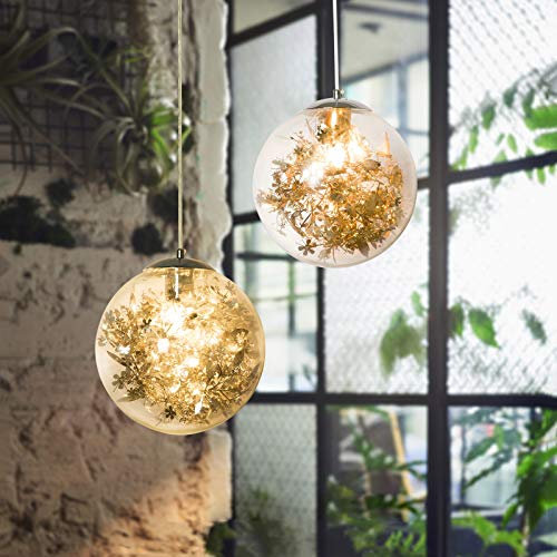 Lightakai Modern Pendelleuchte, E27 Klare Glas Kristall Hängelampe Pendelleuchte Kristall-Kronleuchter Pendelleuchte Beleuchtungsdekor für Restaurants, Küchen, Bars, Korridore usw (Silber)