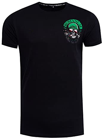 Herren T-Shirt Rundhals Printed Biker Print Slim Cotton Kurzarm Rocker Shirt 277