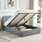 Blisswood Ottoman Bed, Upholstered Bed Frame, Ottoman Bed With Storage Gas Lift End Opening Wooden Slats Single Double Bed Frame With Storage (Linnen Grey, Double)