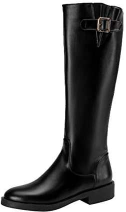 Bikers Donna Pelle Motociclista Invernali Stivali Biker Impermeabile Comode Anfibi Antiscivolo Lunghi Biker Boots Moda Platform Stivali Morbidi