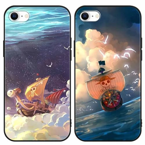 2 Stück Handyhülle für iPhone 7/iPhone 8/iPhone SE 2022/2020 Hülle 4.7'', Anime One Piece Thousand Sunny mit Motiv Designs Manga Case Schutz Schutzhülle Stoßfest TPU Weich Ultra Dünn Cover -Schwarz14