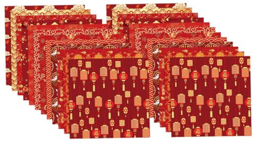 PRETYZOOM 24 Blätter Chinesisches Neujahrsgewebe Tagebuch-diy-papier Bastelpapierbogen Papier Für Sammelalben Frühlingsfest-musterpapier 2024 Jahr Des Drachendekors Rotes Albumpapier Konto