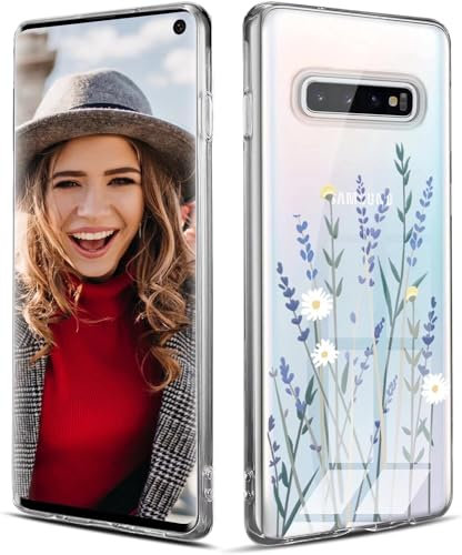 POUHYE Hülle für Samsung Galaxy S10 Plus / S10+ Handyhülle, Klare Flexible Silikon Stoßfest Cover, 1,5 mm Dicke Stoßdämpfung Samsung Galaxy S10 Plus / S10+ Schutzhülle [Nicht-Vergilbung] Lavendel