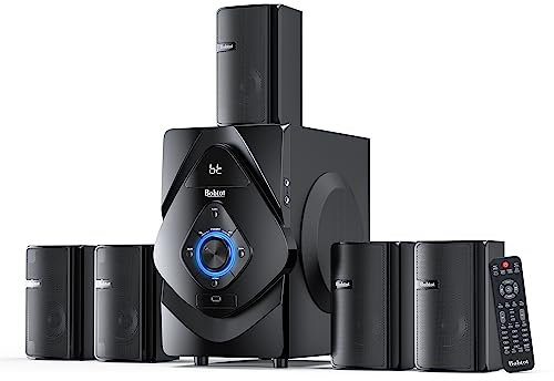Bobtot Surround Sound Systems Enceintes satellites arrière sans fil – 800 W 16,5 cm Caisson de basses 5.1/2.1 canaux systèmes de cinéma maison avec entrée HDMI ARC optique Bluetooth