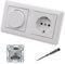 GIRA 245500 LED Drehdimmer Dimmer + Dimmerscheibe Zentralscheibe 065003 und Steckdose 418803 in System55 reinweiß glänzend inklusive EBROM Phasenprüfer zur Montage der Geräte