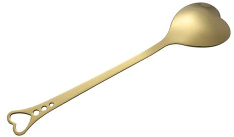 Golden Stainless Steel Heart Shaped Dessert Spoon - Elegant Tableware for Home, Restaurant, Coffee Shop - Ideal for Ice Cream, Cake, and Sweet Treats