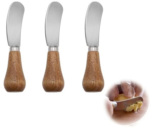 SKDFHOD Stehendes Buttermesser Kleiner Butterschaber mit Holzgriff Kleines Käsemesser Buttermesser Klein Buttermesser Edelstahl Käsebesteck für Käse Butter Marmelade Tägliches Frühstück Spreader