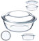 KADAX Cacerola de cristal resistente al calor, recipiente ignífugo, olla de cristal con tapa y asas, vajilla para asar, horno, cocina eléctrica, para lasaña, carne, transparente (redonda, 2,2 L)