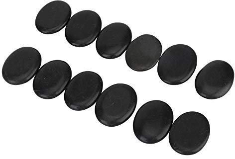 Hot Stones, 12 PCS Medium Hot Massage Stones, Basalt Stones Rock Hot Spa Energy Back Massage Stones for Home Spa Warming Body Relaxing
