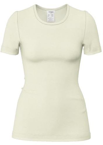 HERMKO 40800 Damen Kurzarm Unterhemd mit Rundhals-Ausschnitt aus Merinowolle/Tencel