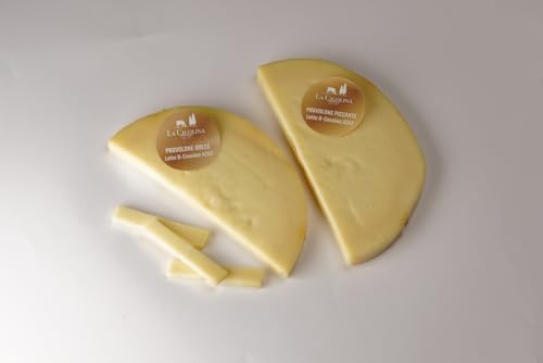 La Cigolina – Mezzaluna di Provolone Dolce 300g + Piccante 300g | Formaggi D.O.P artigianali con Betacaseina A2A2 | Senza lattosio, più digeribili, perfetti per cucina e tagliere