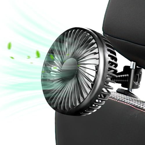 Lotvic USB Car Fan - 3 Speed Electric Seat Cooling System for SUV, RV, Vehicles - Silent Portable Fan for Travel, Camping, Home, Office, Stroller, Dog Crate