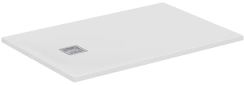 Ideal Standard - Ultra Flat S+, Piatto doccia rettangolare ultrasottile in resina effetto pietra, 120x80cm, Ideal Solid, Scarico lato corto, Bianco