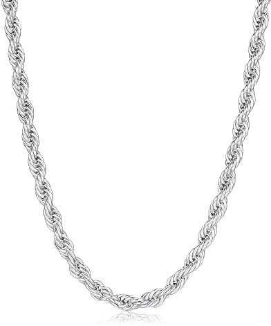 Luxury Silver Luster - 8mm Premium Gold-Plated Rope Chain Necklace - 30 Inches, Replica of High-End Silver Chains, Crafted with Exquisite Detailing - Bling King London