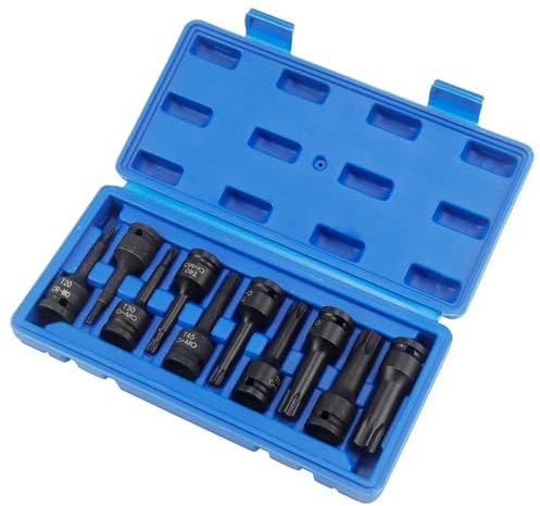 Raxfekro 10 Stück bit schlagschrauber set 1/2 Zoll, Vielzahn torx nuss set T20 - T80 für Drehmomentschlüssel, Bohrersätze, Ratschenschlüssel usw