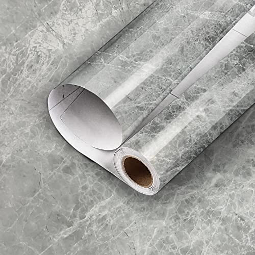 Klebefolie Möbel Marmor Grau 60 x 1000cm Möbelfolie Selbstklebend Küchenfolie Arbeitsplatte Schrankfolie Tapete Möbel Dekofolie für Fensterbänke Schrank Couchtisch Esstisch und Küchenarbeitsbank
