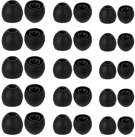 30 Stück Ersatz Ohrstöpsel Schwarz Silikon Ohrhörer Ersatzstöpsel, Komfort Ohrstöpsel Kompatibel mit den meisten in-Ear Kopfhörer (3 Größen)