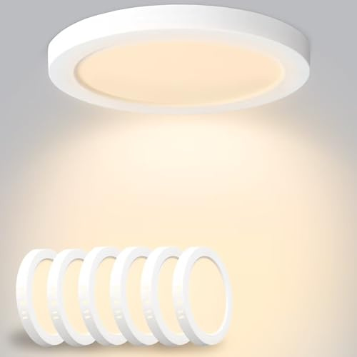 Yexati Deckenlampe LED Deckenleuchte Flach 18W 3000K 1800LM IP44 Wasserfest Rund Modern Schlicht LED Lampe Dünn für Wohnzimmer Küche Schlafzimmer Badezimmer Flur Balkon Keller, Ø22cm Weiß