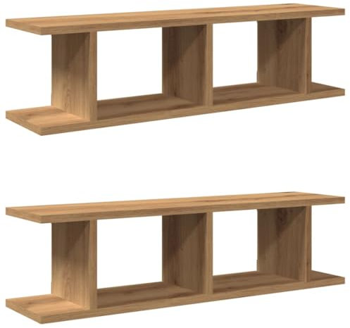 vidaXL Wandregale 2 STK. Artisan-Eiche 90x18x20 cm Holzwerkstoff, Schweberegal, schwebendes Regal, Hängeregal, Wandboard, Regal, Regalbrett, CD-Regal