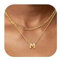 ORAZIO Layered Kette Gold mit Buchstaben 18K Vergoldet Buchstaben Kette Damen Namenskette Personalisiert Monogramm Buchstaben Anhänger A-Z Halskette Gold Schmuck Geschenke Kette M