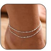 JUANKIKI Fußkettchen für Damen Fussketten für Frauen Silber 925 Wasserdichtes Verstellbare Sommer Strand Fußkettchen für Damen