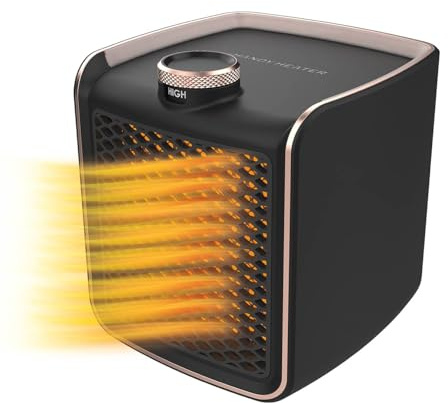 Handy Heater Instant Heat 1500W - Copper Infused Ceramic Technology Portable Space Heater - Energy Efficient - For Office, Bedroom, Indoor Space - Adjustable Heat - Quiet