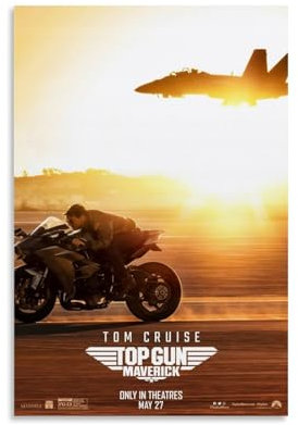 FCTMIWHBN Militär-Film-Poster, Motiv: Top Gun, Poster und Drucke, Leinwand, Wandkunst, Poster, 40 x 60 cm, ungerahmter Stil