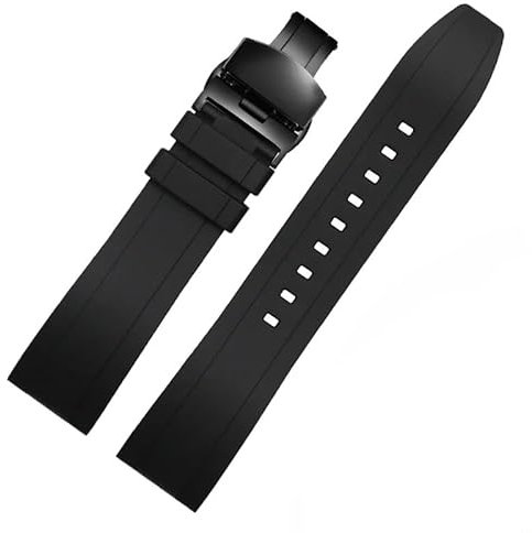 WHARGTSL Bracelet de Montre en Caoutchouc for Armani Ax7105 7102 7101 1331 1326 Bracelet de Montre en Silicone Noir Fit for dégagement Rapide 20 22 24 mm(Black-Black-B1,20mm)