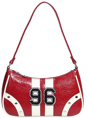 Pandalein Damen Vintage Schultertasche Sportliche Handtasche Mode Henkeltasche im Retro-Sportstil aus Kunstleder