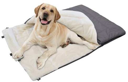 Hundeschlafsäcke, warmes Haustierbett, Haustier-Camping-Zubehör, wasserdichtes Material, abnehmbares Kissen, 110x70 cm, für Camping, Wandern, Rucksackreisen