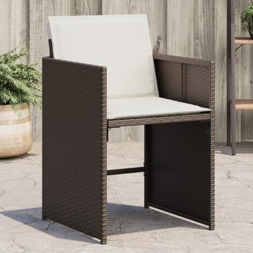Myheimly Gartenstühle mit Kissen 4 STK. Braun Poly Rattan Gartenstuhl Balkonstuhl Outdoor-Stuhl 4007458