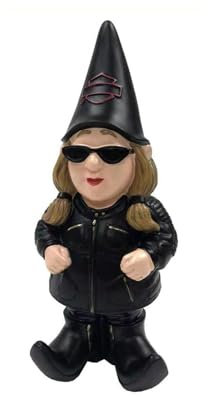 Fayemint Decoration Moto Nain, Nain Moto Femme, GNOME resine, pour Bibliothèque, Café, Bureau