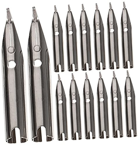 OFFSCH 15pcs Fountain Pen Replacement Nibs 0.38mm Metal Calligraphy Writing Tips Student Stationery Set for Handwriting and Drawing