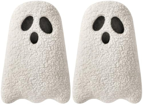TocaFeank Ghost Pillow | 2 Stücke Halloween süße Würfe und Kissen | Weißer geisterhafter Ghost Soft Plüschspielzeugkissen | Gefüllte Geisterdekor für Halloween Decorative Holiday Home Sofa Bett