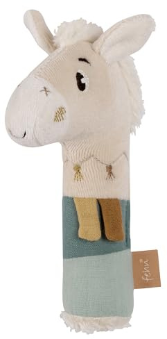 Fehn Stabgreifling Pferd – Kuscheltier-Greifling für Babys | Zum Rasseln, Fühlen und Spielen – ein treuer Begleiter aus Baumwolle für Kleinkinder ab 0 Monaten