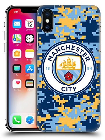 Head Case Designs Offizielle Zugelassen Manchester City Man City FC Ziegel Club Digital Camouflage Harte Rueckseiten Handyhülle Hülle Huelle kompatibel mit Apple iPhone X/iPhone XS