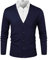 iClosam Herren Strickjacke Cardigan Mit V-Ausschnitt Aus Baumwolle, Dunkelblau, XL