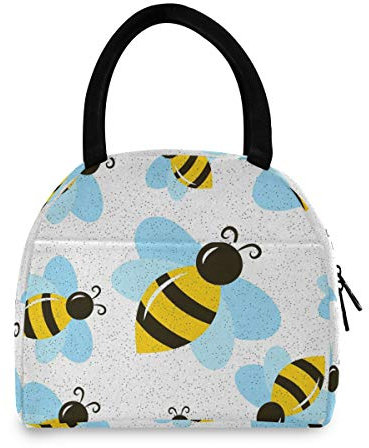 Linomo Lunch Tasche Süß Honig Biene Kühltasche Isoliertasche Brotdose Handtasche für Kinder Jungen Mädchen Damen Männer