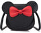 AioTio Niedliche kleine Mädchen Bowknot Umhängetasche Handtasche, PU Schulterhandtasche für Kinder Mädchen Kleinkinder(Schwarz)