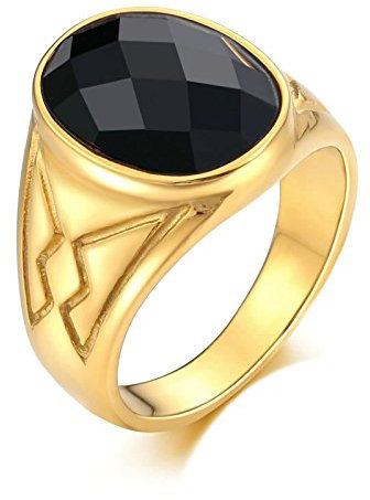 Herren Ring, Ring Edelstahl Mit Gravur Ovales Kreuz Aus Edelstahl Siegelring Für Herren Männer Mit Opal Schwarz Ring Mit Kostenlos Gravur