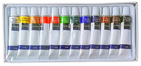 Artist&Co 12 Tuben ÖLFARBEN je 12ml Set Malfarben Ölfarbe Künstlerfarbe Öl Farbe Malen 59