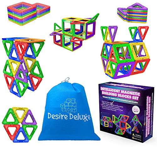 Desire Deluxe Magnetische Bausteine Magnet Montessori Spielzeug für Kinder 30PC Set Teilen ab 3 4 5 6 7 8 Alter Jahren, ideales Lernspielzeug für Mädchen Jungen Koordination und zum Bauen in Geschenk
