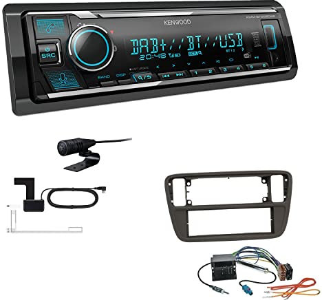 Kenwood KMM-BT508DAB 1-DIN Digital Media Receiver Autoradio DAB+ Bluetooth Amazon Alexa Einbauset passend für Skoda Citigo ab 2011 schwarz
