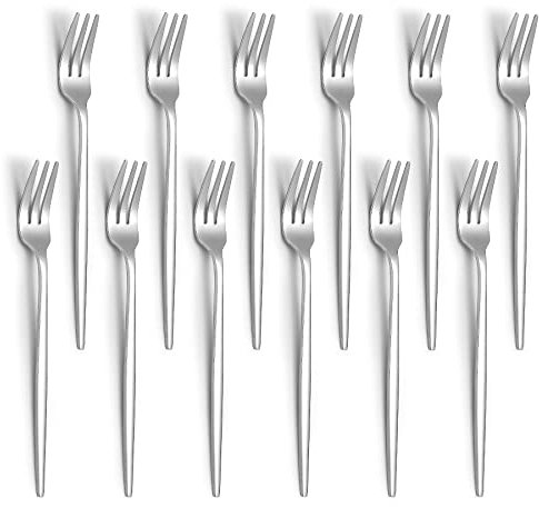 Evanda Tenedores de Postre 12-Pack 16.5cm, Tenedor de Acero Inoxidable para Tartas, Tenedor de Aperitivo para fruta, tarta, queso, viajes de fiesta, cafés, restaurantes, fácil de limpiar