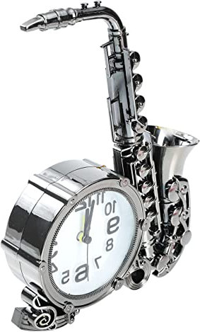 DOITOOL Saxophon Wecker Vintage-uhrendekoration Batteriebetriebener Alarm Tischuhr Mit Quarzwerk Vintage-Uhr-Ornament Tischregal Uhr Alter Wecker Tischwecker Digitaluhr Kind Abs Esstisch