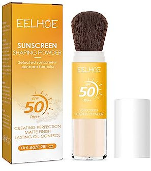 Mineral Sunscreen Setting Powder SPF 50, Ölkontrolle Natürlicher Matter Finish, Langanhaltend Leicht Atmungsaktiv, Mit Pinsel (1 Stück)