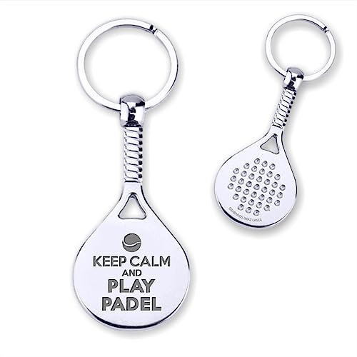 GRABADOS IMAZ LASER® Pala Pádel Llavero Keep Calm and Play Padel - Accesorios para Jugadores de Padel