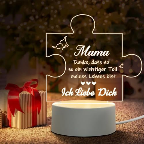 DailyAdorn Muttertagsgeschenk für Mama, Geschenke für Mama von Tochter Sohn Personalisierte Lampe Geschenke für Mama zum Geburtstag Acryl LED Nachtlicht