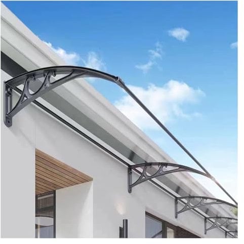 Front Door Canopy Polycarbonate Sheets Curved Window Door Canopy Clear Window Awning for UV Rain Snow Protection Shelter ZHZHXR (Color : Clear, Size : 1.5x3m)